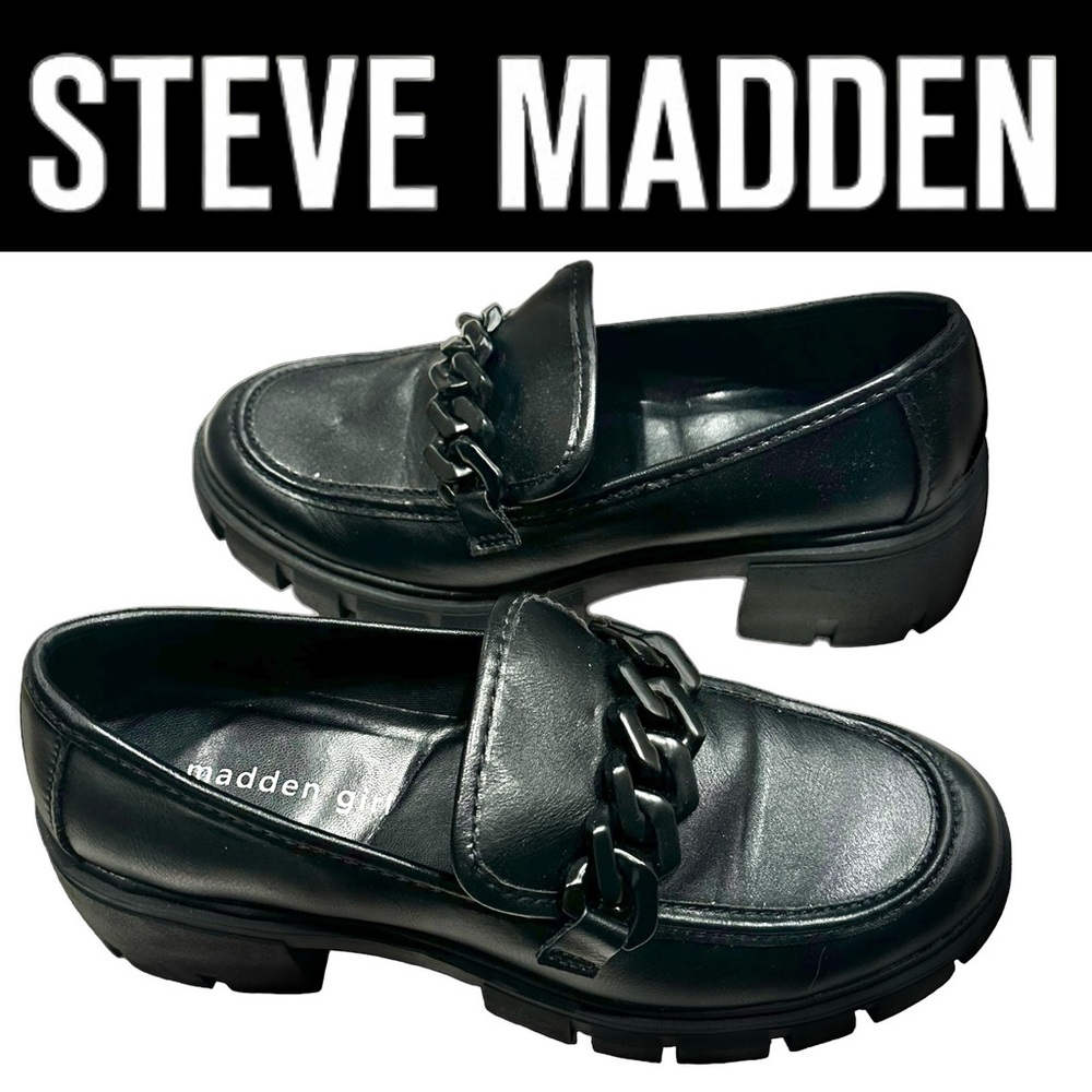 Madden Girl Hoxton Chain Lug Sole Loafers Black Size … Gem